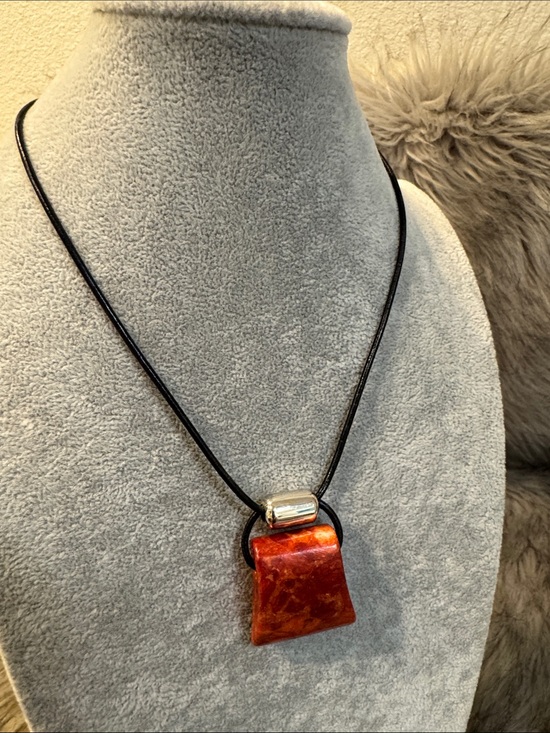 Silpada Jewelry - Silpada Handcrafted Orange Pendant Necklace on Black Cord